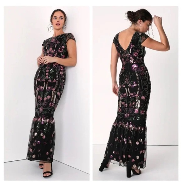 Lulus Dresses & Skirts - Neat Lulus Era of Opulence Burgundy Sequin Cap Sleeve Maxi Dress size S